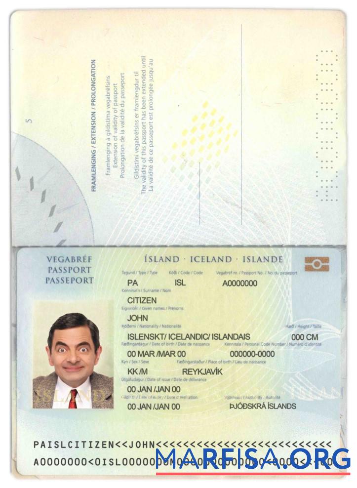 Blank Iceland passport template